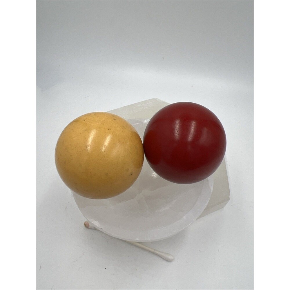 Antique RARE Bakelite Billiard Cue Balls, Pool Catalin Gaming Cherry Yellow